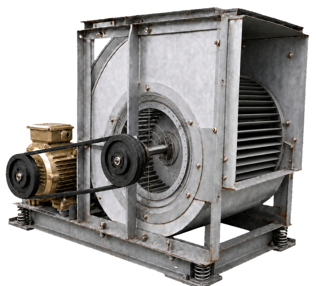 Ventilador centrífugo tradicional con transmisión por bandas